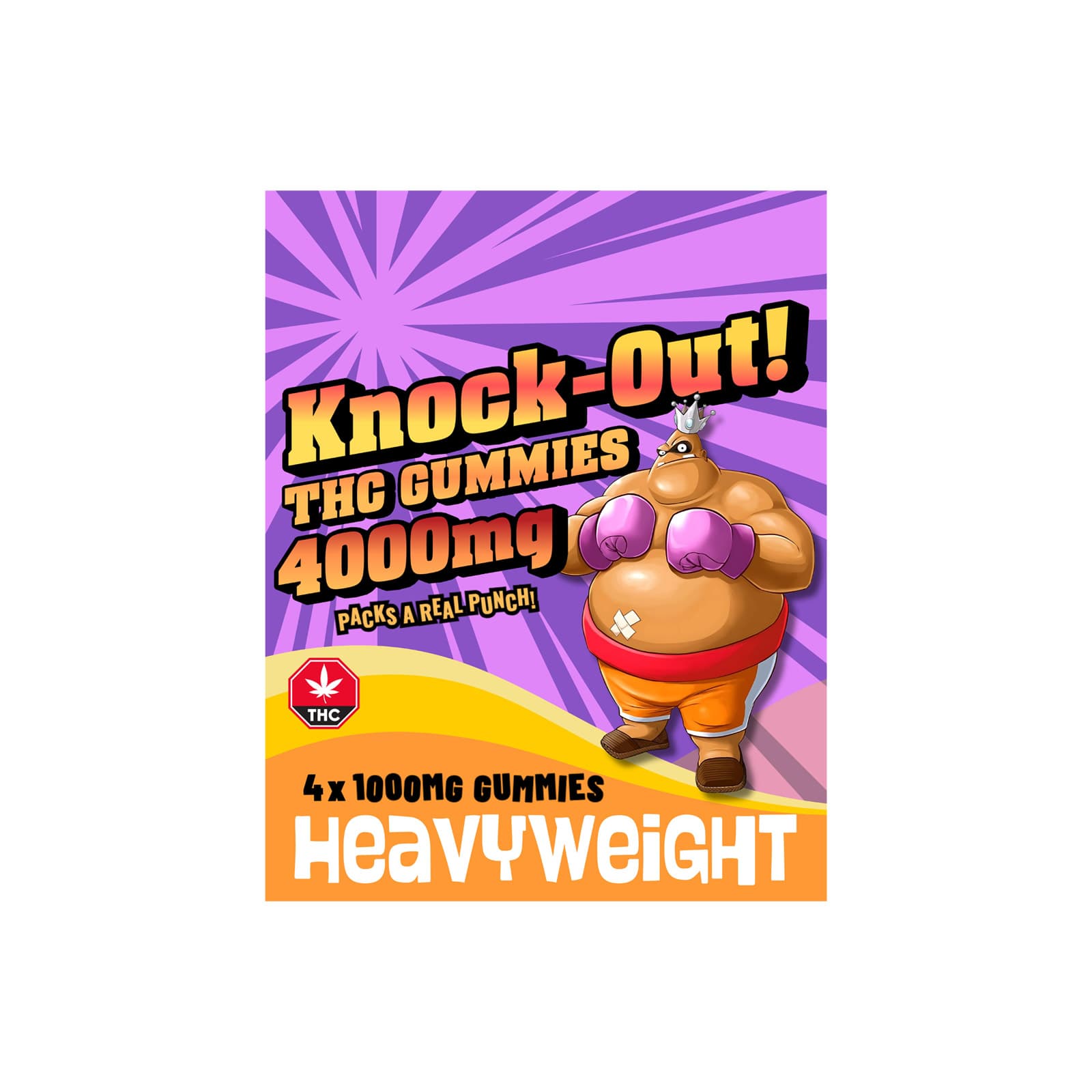 Knockout THC Gummies Midweight 1200mg edibles package colorful gummy candies cannabis infused treats